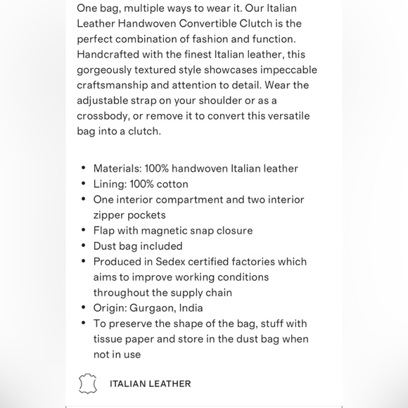 Quince Italian Handwoven Convertible Clutch - Picture 9 of 9